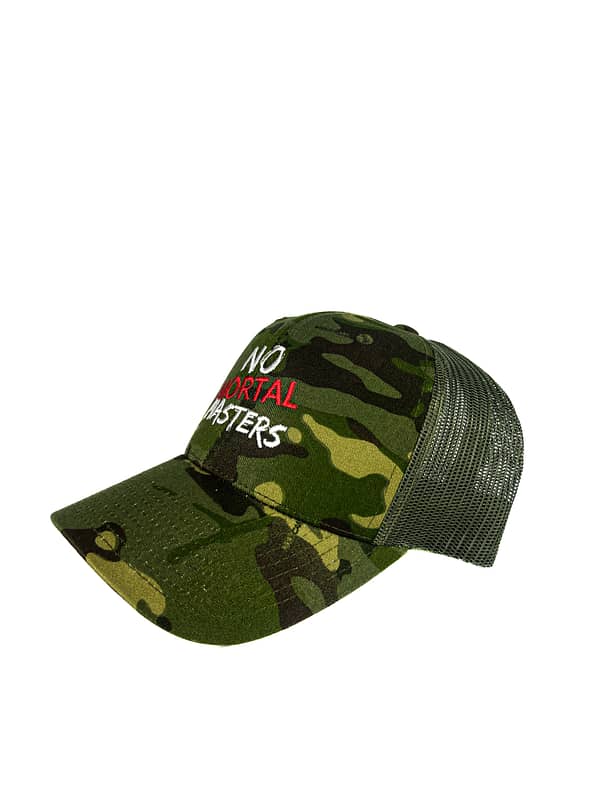 "No Mortal Masters" Multicam Tropic Trucker Mesh Snapback